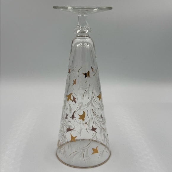 Vintage Libbey MCM Royal Fern Gold/White Pilsner Glasses Set of 6 - Picture 5 of 5